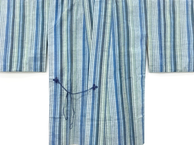 縞模様織り出し手織り紬ロング道中着